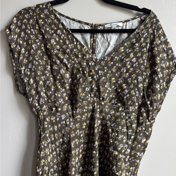Madewell Olive Floral Midi Dress Cottagecore Boho Short Sleeve coquette girl 10 - Picture 3 of 7